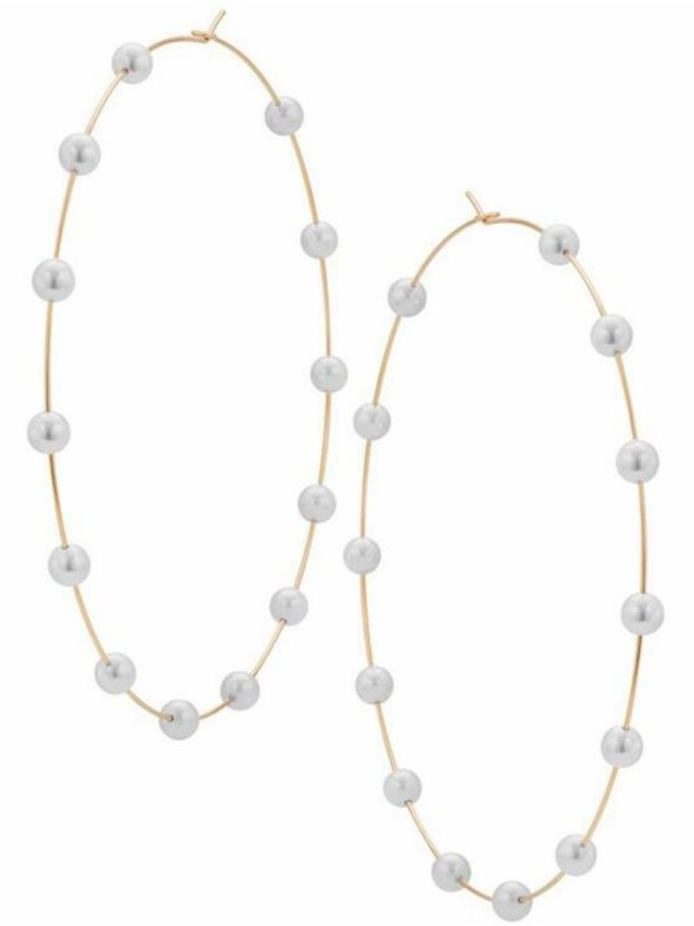 Gold Hoop Earrings with Pearl Bead Accents